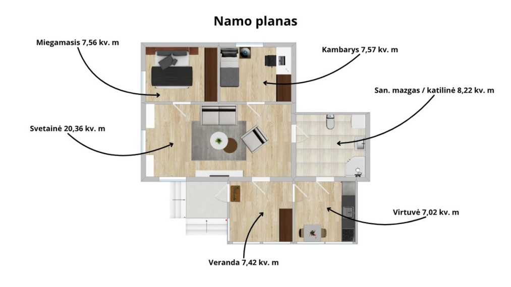 Parduodamas namas Kurapkų g., Vilniaus m., Vilniaus m. sav., 58 m2 ploto, 1 aukštai 17