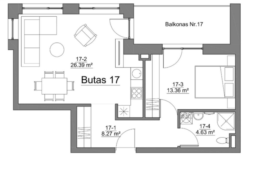 Parduodamas butas Savanorių pr., Vilkpėdė, Vilniaus m., Vilniaus m. sav., 52.64 m² ploto 3 kambariai 13