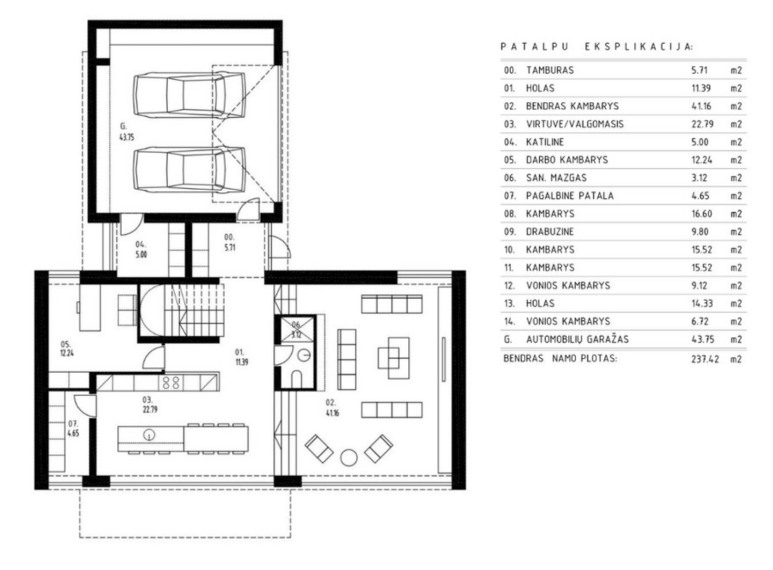 Parduodamas namas Lukšinės g., Kalnėnai, Vilniaus m., Vilniaus m. sav., 237 m² ploto 5 kambariai 6