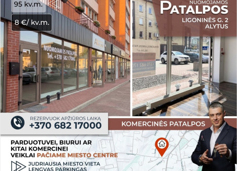 Nuomojamos administracinės, kitos paskirties patalpos Ligoninės g., Alytaus m., Alytaus m. sav., 95 m2 ploto Nuomojamos administracinės, kitos paskirties patalpos Ligoninės g., Alytaus m., Alytaus m. sav., 95 m2 ploto