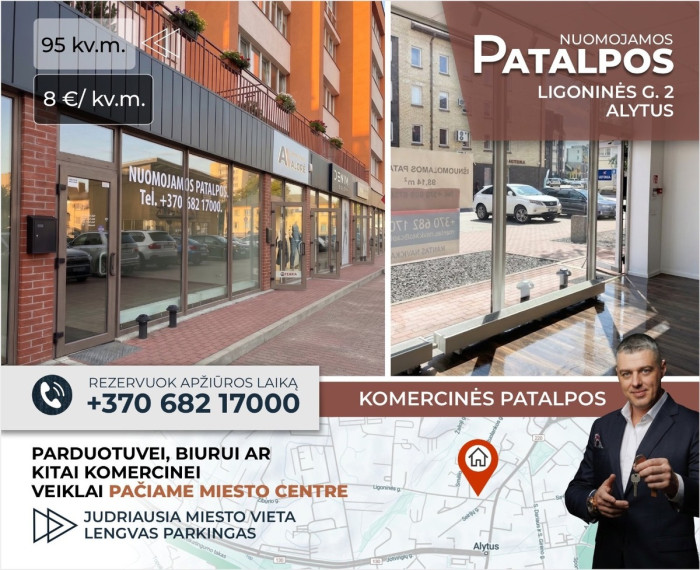 Nuomojamos administracinės, kitos paskirties patalpos Ligoninės g., Alytaus m., Alytaus m. sav., 95 m2 ploto 1