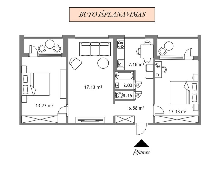 Parduodamas butas Viršuliškių g., Vilniaus m., Vilniaus m. sav., 61.45 m2 ploto, 3 kambariai 37