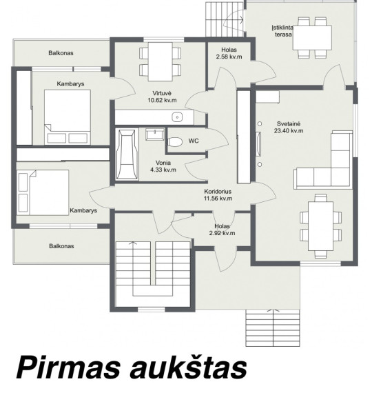 Parduodamas namas Žiburių g., Gargždų m., Klaipėdos r. sav., 235 m2 ploto, 2 aukštai 56