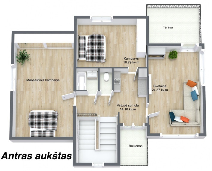 Parduodamas namas Žiburių g., Gargždų m., Klaipėdos r. sav., 235 m2 ploto, 2 aukštai 59