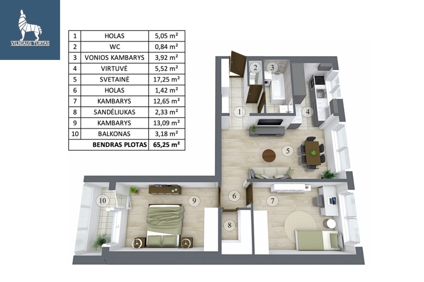 Parduodamas butas Viršuliškių g., Viršuliškės, Vilniaus m., Vilniaus m. sav., 64.12 m2 ploto, 3 kambariai 44