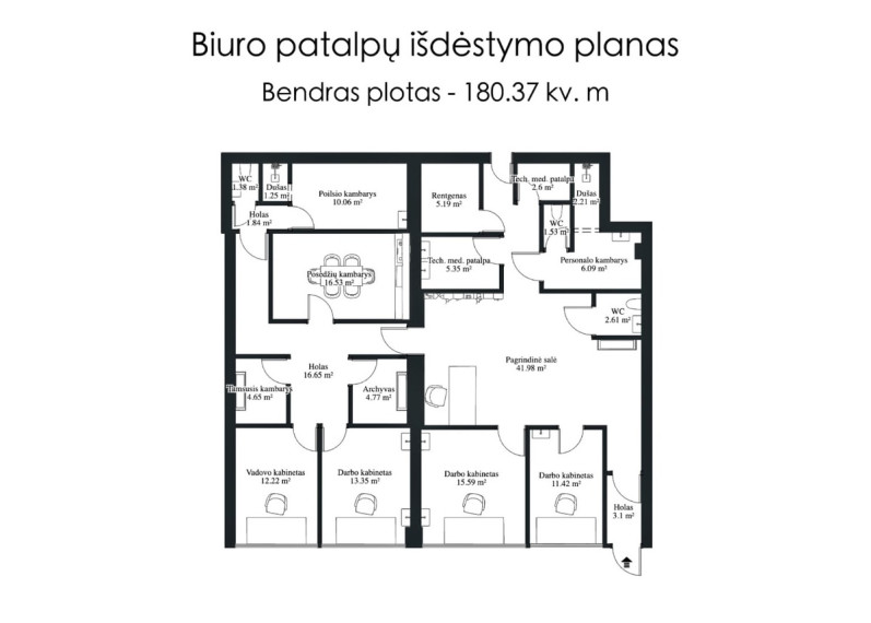 Parduodamos administracinės, paslaugų, prekybos patalpos Perkūnkiemio g., Vilniaus m., Vilniaus m. sav., 182 m2 ploto 19