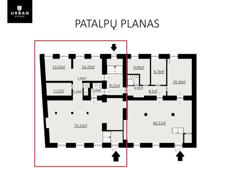 Parduodamos patalpos Pylimo g., Senamiestyje, Vilnius, 127.4 kv.m ploto 9