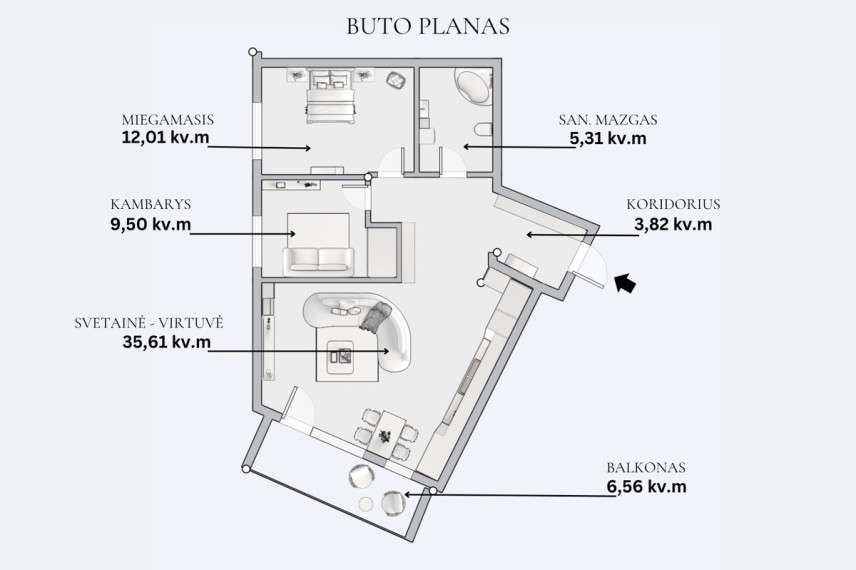 Parduodamas butas Bajorų kel., Vilniaus m., Vilniaus m. sav., 73 m2 ploto, 3 kambariai 24
