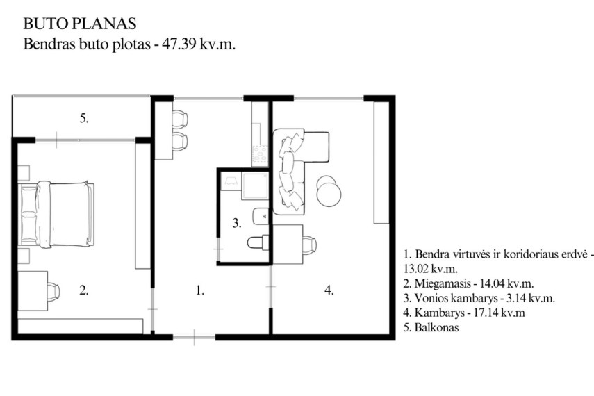 Parduodamas butas Šešuolių g., Vilniaus m., Vilniaus m. sav., 47.39 m2 ploto, 2 kambariai 19