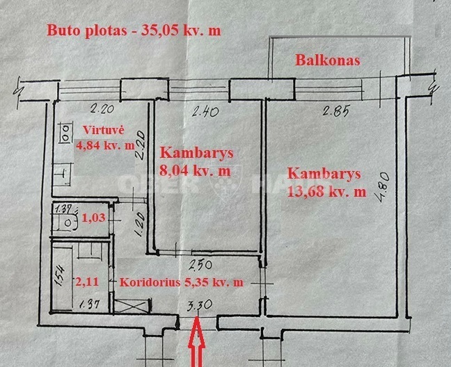 Parduodamas butas Margių g., Centras, Panevėžio m., Panevėžio m. sav., 35.05 m2 ploto, 2 kambariai 19