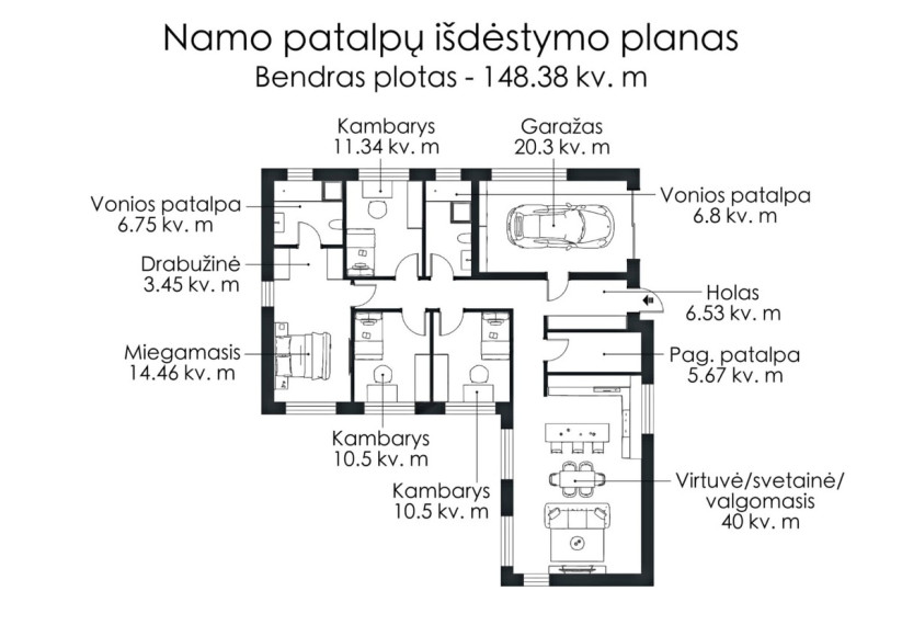 Parduodamas namas Smėlynės Sodų 3-ioji g., Vilniaus m., Vilniaus m. sav., 148 m2 ploto, 1 aukštai 14