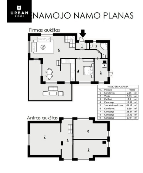 Parduodamas namas Vardaunios g., Pavardaunys, 160.94 kv.m ploto, 2 aukštai 25