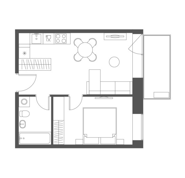 Parduodamas butas Grigalaukio g., Pašilaičiai, Vilniaus m., Vilniaus m. sav., 37.68 m² ploto 2 kambariai 4