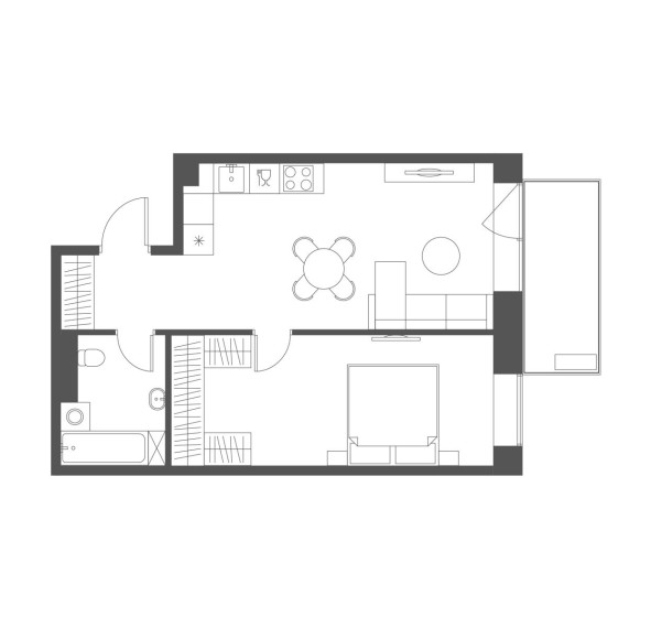 Parduodamas butas Grigalaukio g., Pašilaičiai, Vilniaus m., Vilniaus m. sav., 46.73 m² ploto 2 kambariai 4