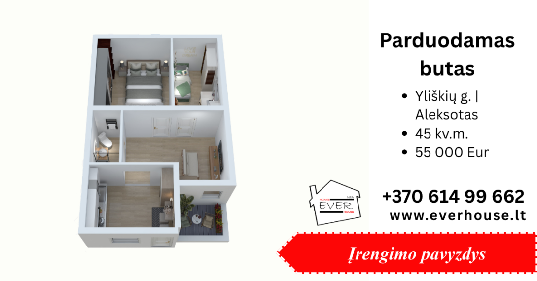 Parduodamas butas Yliškių g., Aleksotas, Kauno m., Kauno m. sav., 45 m² ploto 2 kambariai 2