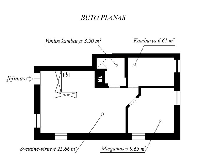 Nuomojamas 3 kambarių butas M. K. Paco g., Antakalnyje, Vilnius, 46 kv.m ploto 22