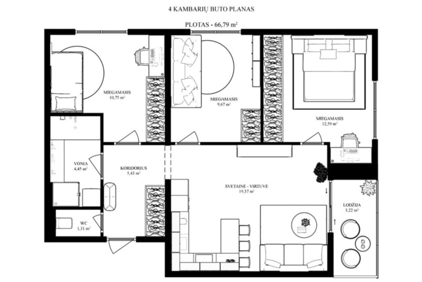 Parduodamas butas Sviliškių g., Vilniaus m., Vilniaus m. sav., 66.79 m2 ploto, 3 kambariai 20