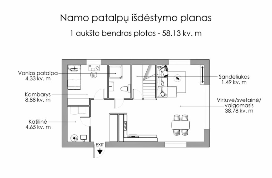 Parduodamas namas Kairėnės Sodų 2-oji g., Vilniaus m., Vilniaus m. sav., 100 m2 ploto, 2 aukštai 33