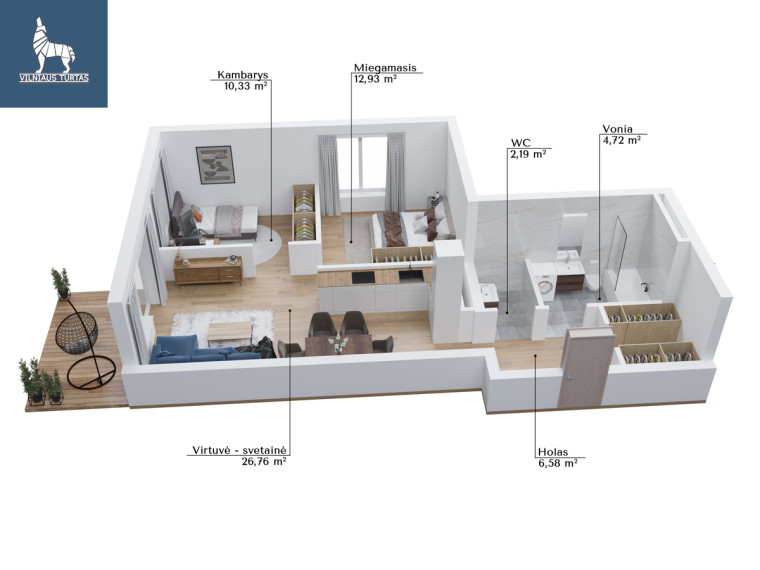 Parduodamas butas Edinburgo g., Pašilaičiai, Vilniaus m., Vilniaus m. sav., 65.52 m2 ploto, 3 kambariai 15