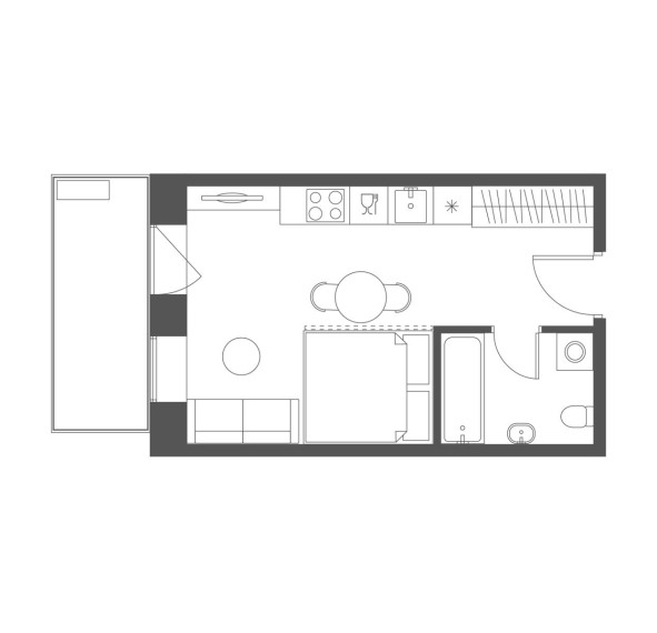Parduodamas butas Grigalaukio g., Pašilaičiai, Vilniaus m., Vilniaus m. sav., 25.58 m² ploto 1 kambarys 4