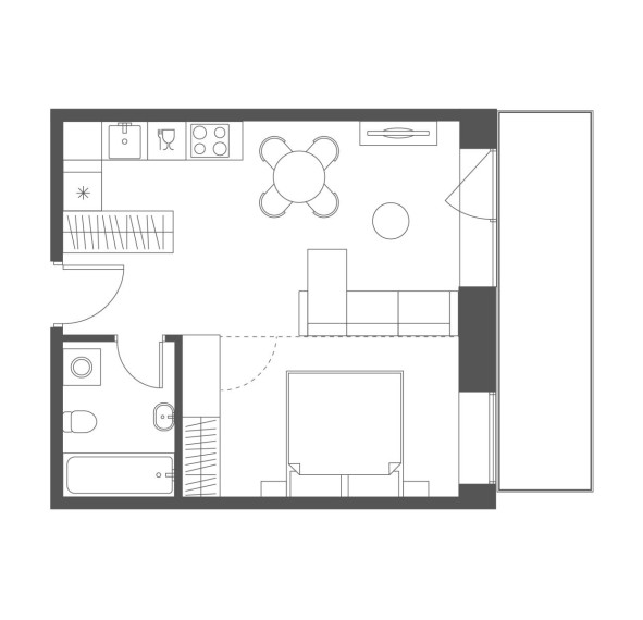 Parduodamas butas Grigalaukio g., Pašilaičiai, Vilniaus m., Vilniaus m. sav., 36.51 m² ploto 1 kambarys 4
