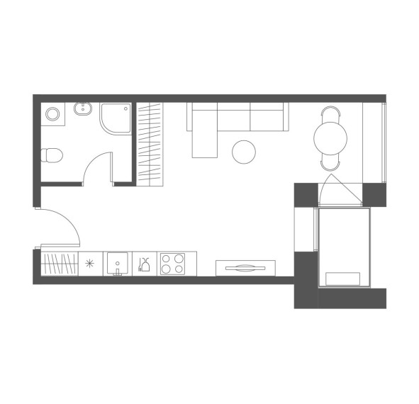 Parduodamas butas Grigalaukio g., Pašilaičiai, Vilniaus m., Vilniaus m. sav., 29.96 m² ploto 1 kambarys 4