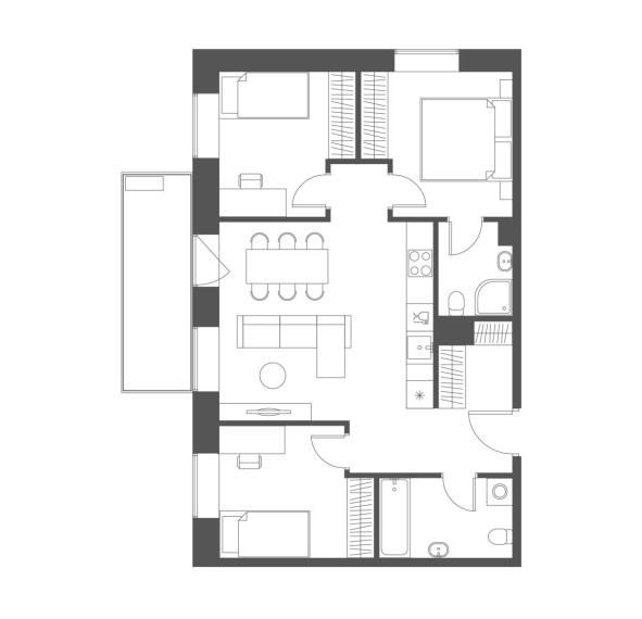 Parduodamas butas Grigalaukio g., Pašilaičiai, Vilniaus m., Vilniaus m. sav., 64.97 m² ploto 4 kambariai 5