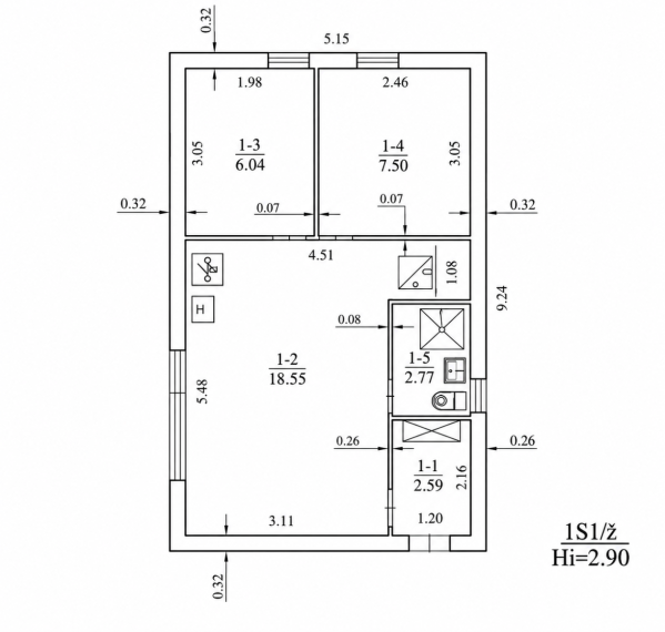 Parduodamas namas Gėlių g., Gervėnų k., Šiaulių r. sav., 37.45 m² ploto 3 kambariai 33