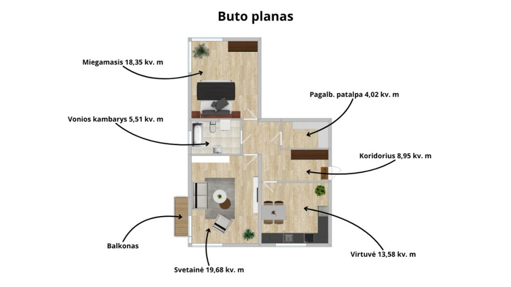 Parduodamas butas Laisvės pr., Vilniaus m., Vilniaus m. sav., 70.09 m2 ploto, 2 kambariai 14