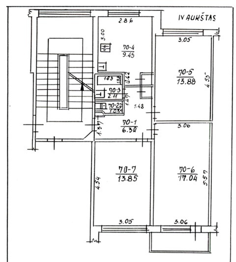 Parduodamas butas Krymo g., Šiaulių m., Šiaulių m. sav., 63.66 m2 ploto, 3 kambariai 41