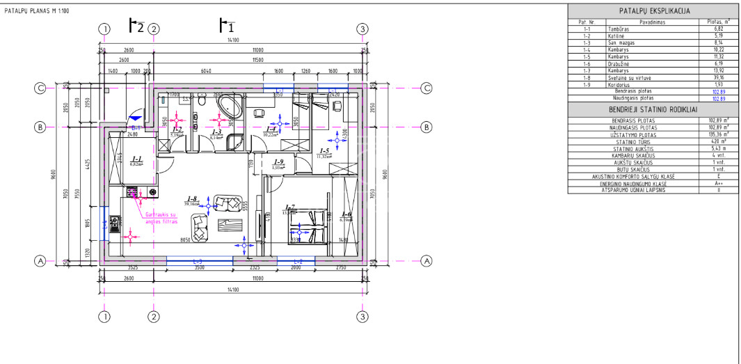 Parduodamas namas Kiškėnų k., Klaipėdos r. sav., 102 m2 ploto, 1 aukštai 3