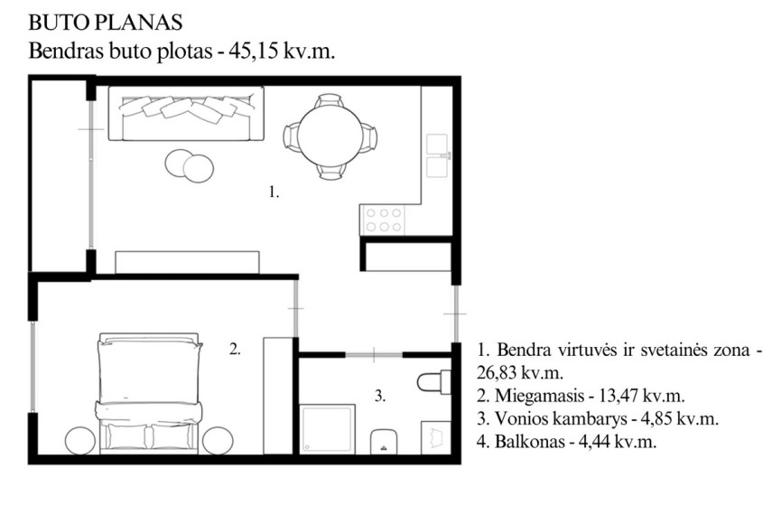 Parduodamas butas Didlaukio g., Vilniaus m., Vilniaus m. sav., 45.15 m2 ploto, 2 kambariai 27