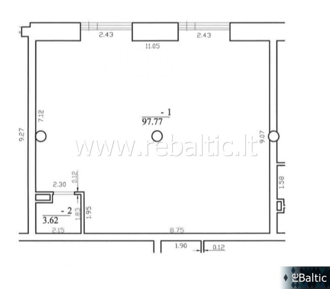 Nuomojamos administracinės, paslaugų, prekybos patalpos Mindaugo g., Vilniaus m., Vilniaus m. sav., 101 m2 ploto 11
