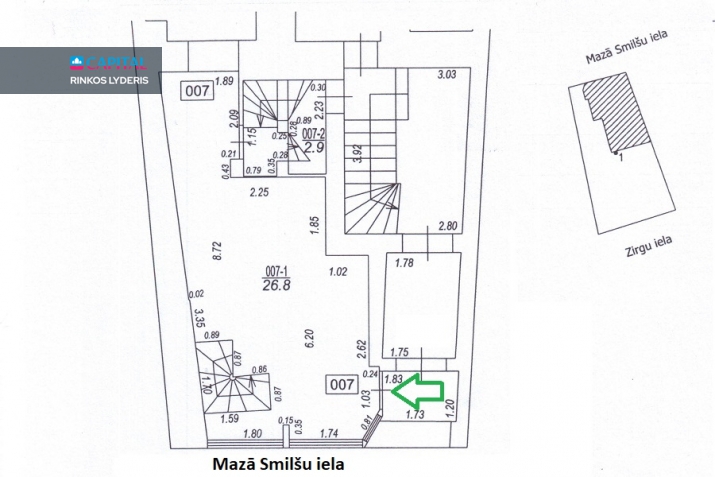 Nuomojamos patalpos Mazā Smilšu iela 17 , 122.00 kv.m ploto 22