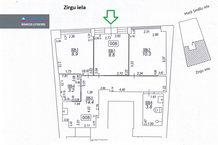 Nuomojamos patalpos Mazā Smilšu iela 17 , 122.00 kv.m ploto 23