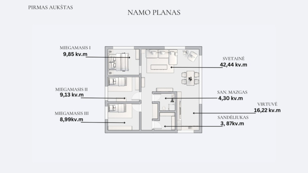 Parduodamas namas Pakalnės g., Gratiškių k., Trakų r. sav., 80 m2 ploto, 1 aukštai 33