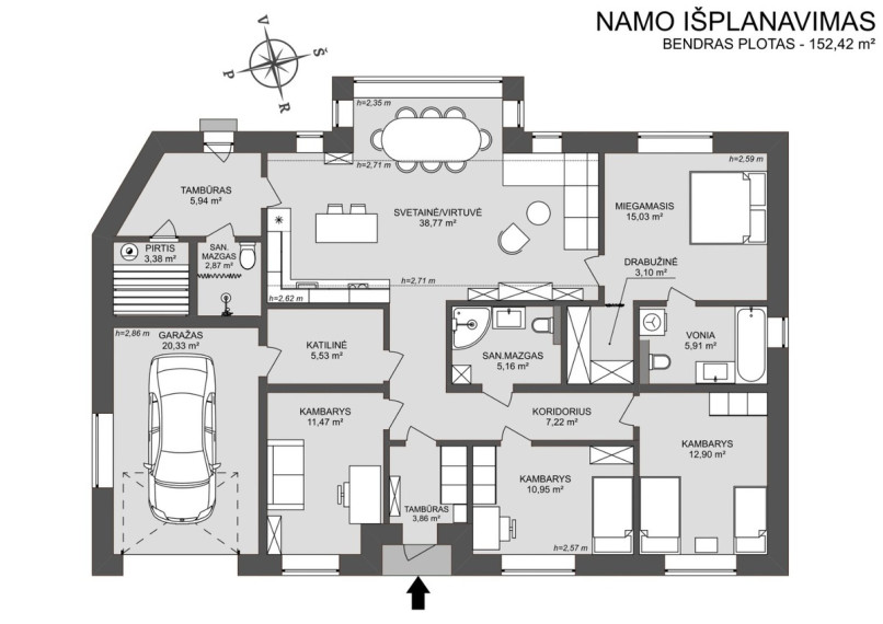 Nuomojamas namas Naujanerių Sodų 1-oji g., Vilniaus m., Vilniaus m. sav., 152.42 m2 ploto, 1 aukštai 4