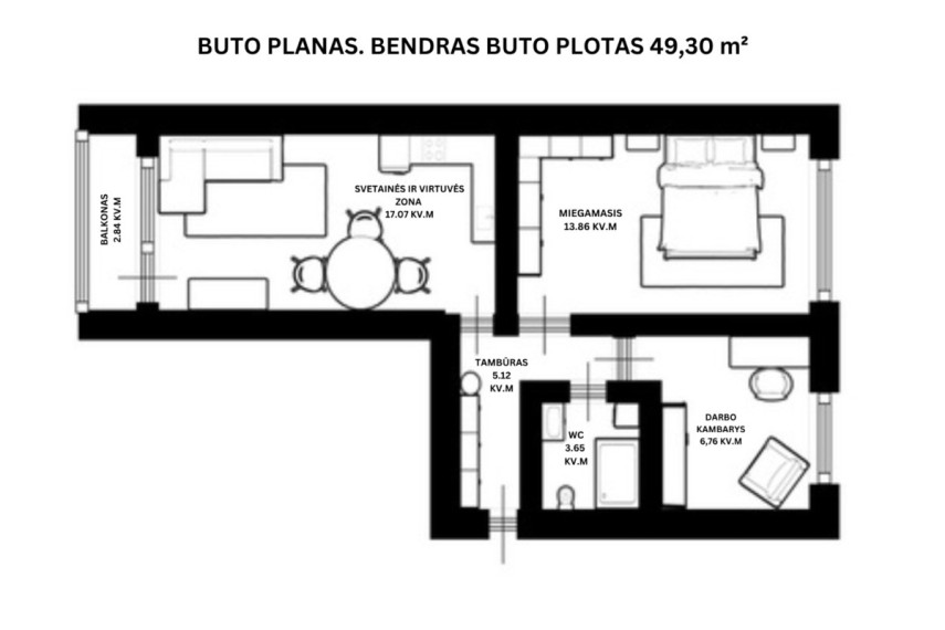 Parduodamas butas Žirmūnų g., Vilniaus m., Vilniaus m. sav., 49.3 m2 ploto, 3 kambariai 34