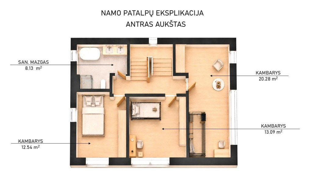 Parduodamas namas Spindulio g., Didžiųjų Gulbinų k., Vilniaus r. sav., 148.59 m² ploto 4 kambariai 53