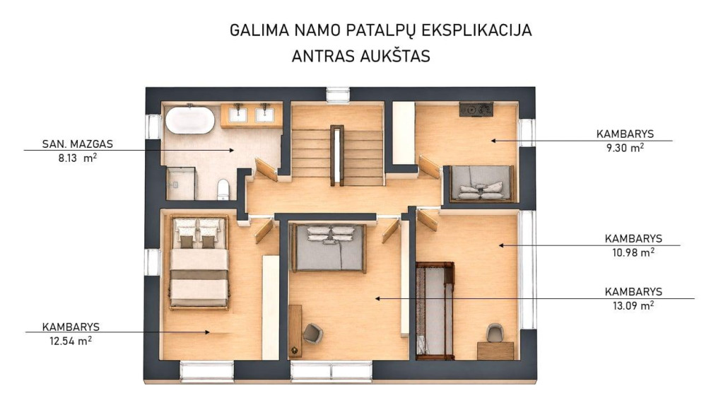 Parduodamas namas Spindulio g., Didžiųjų Gulbinų k., Vilniaus r. sav., 148.59 m² ploto 4 kambariai 54