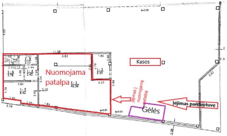 Nuomojamos administracinės, maitinimo, paslaugų, prekybos patalpos Jonavos g., Kauno m., Kauno m. sav., 61.05 m2 ploto 6