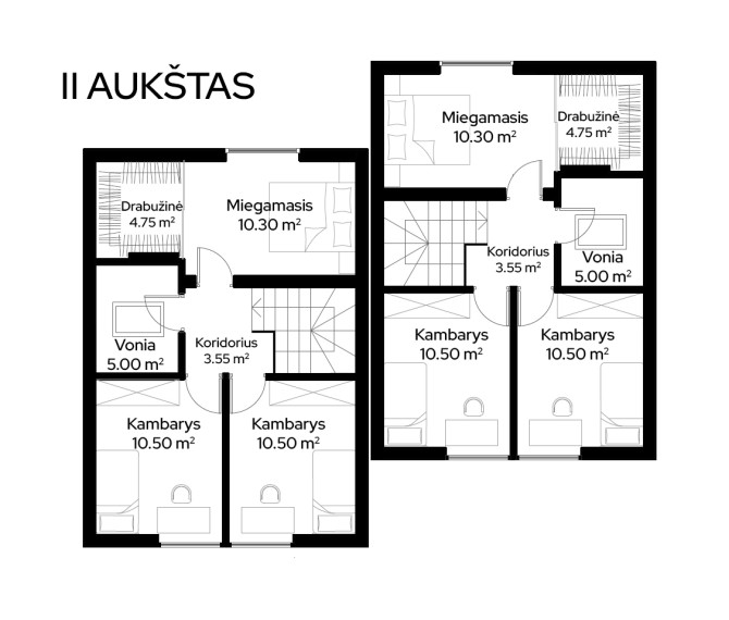 Parduodamas namas Stirnų g., Noreikiškių k., Kauno r. sav., 91.45 m2 ploto, 2 aukštai 5