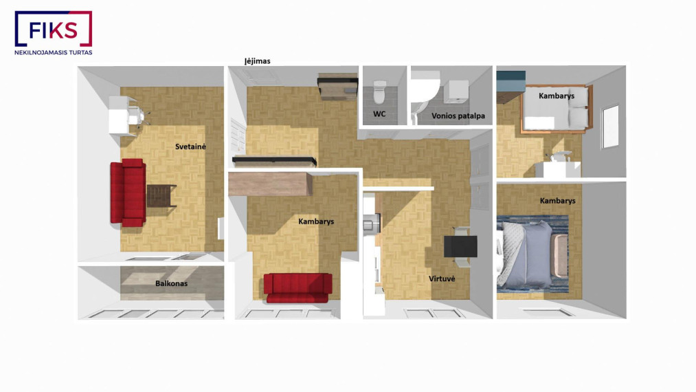 Parduodamas butas Šiaurės pr., Eiguliai, Kauno m., Kauno m. sav., 71 m² ploto 4 kambariai 27