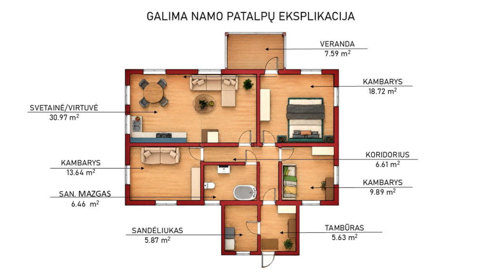 Parduodamas namas Vilniaus g., Maišiagalos mstl., Vilniaus r. sav., 105.38 m2 ploto, 1 aukštai 29