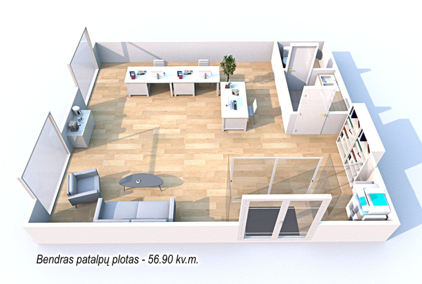 Nuomojamos  patalpos Ulonų g., Žirmūnai, Vilniaus m., Vilniaus m. sav., 56.9 m2 ploto 13