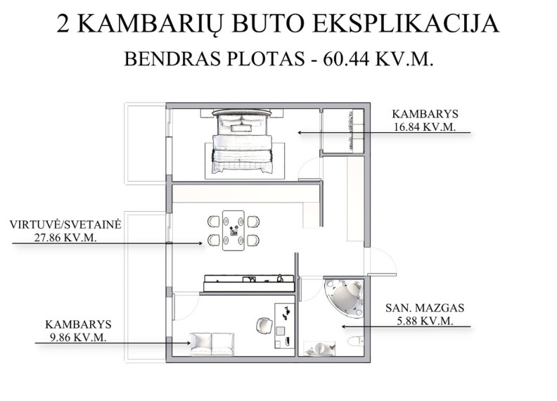 Parduodamas butas Vito Gerulaičio g., Vilniaus m., Vilniaus m. sav., 60.31 m2 ploto, 3 kambariai 23
