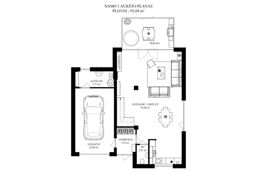 Parduodamas namas Kaštonų g., Didžiosios Riešės mstl., Vilniaus r. sav., 151.43 m2 ploto, 2 aukštai 42