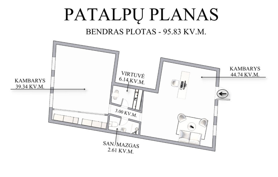 Nuomojamos  patalpos Subačiaus g., Vilniaus m., Vilniaus m. sav., 95.83 m2 ploto 16