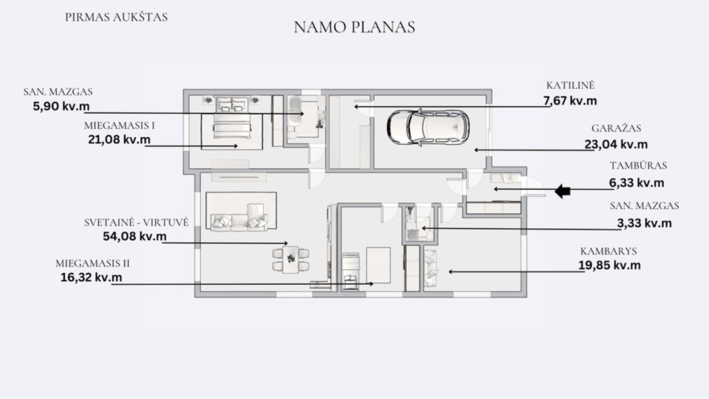 Parduodamas namas Švedų g., Pikutiškių k., Vilniaus r. sav., 158 m2 ploto, 1 aukštai 28