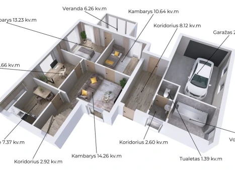 Parduodamas namas Pakraščio g., Kalniečiai, Kauno m., Kauno m. sav., 143 m2 ploto, 2 aukštai